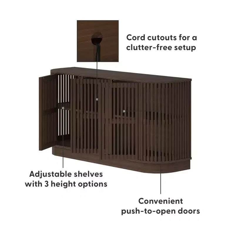 Plank+Beam Contour Massivholz-Sideboard mit 3 Türen, 150 cm TV-Lowboard für Wohnzimmer