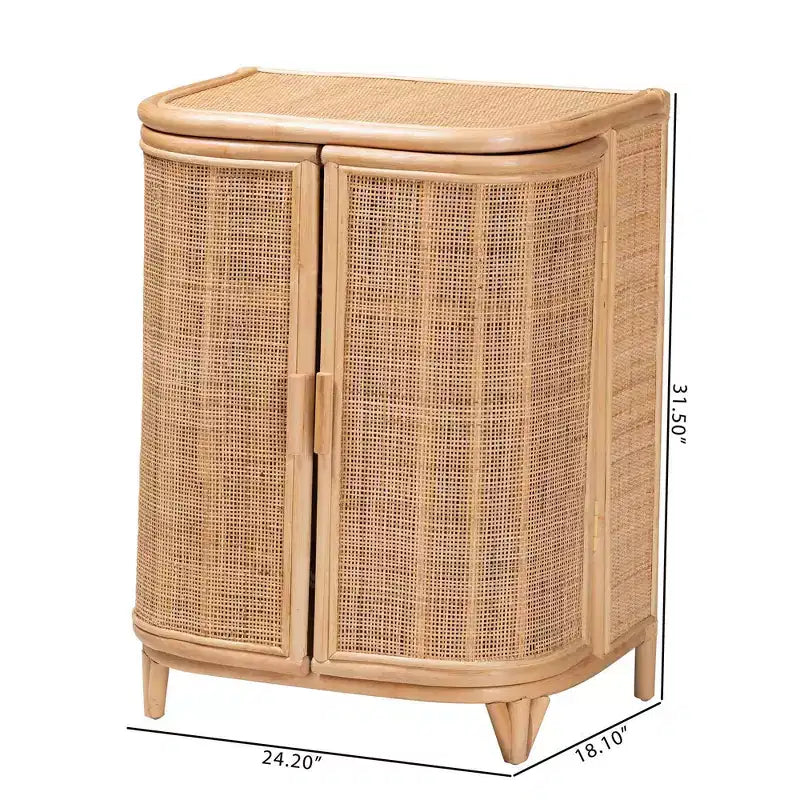 bali & pari Yanka Rattan-Schrank Natur: Handgefertigt, 2 Regalböden, Boho-Design