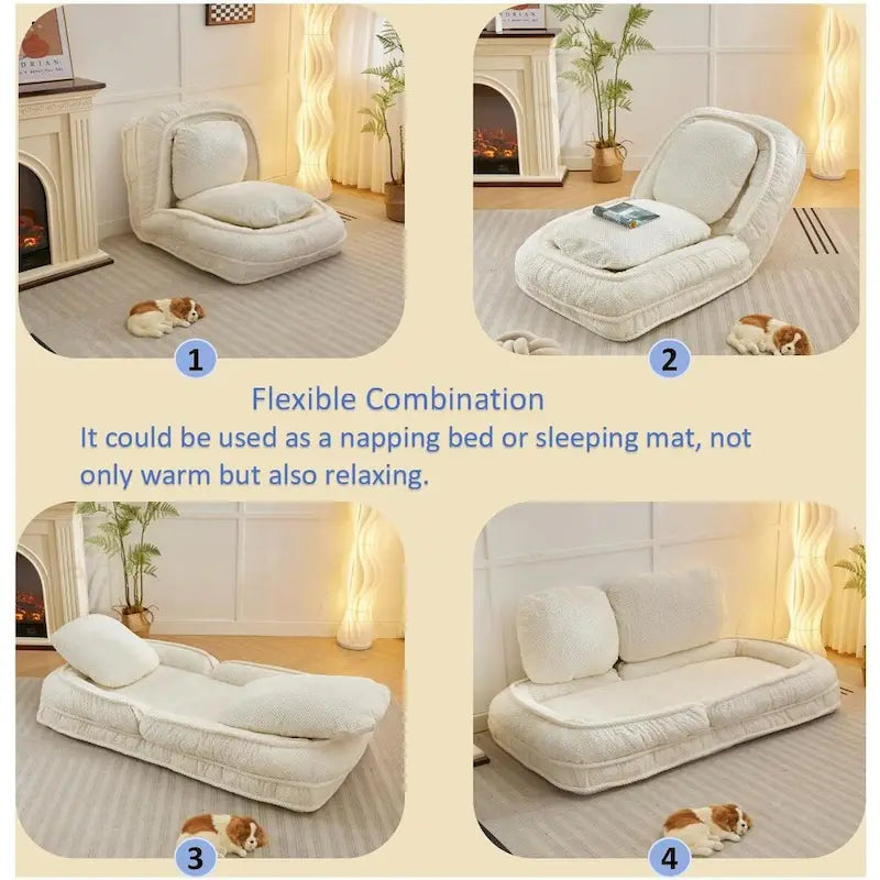 Faules Sofabett, 5-fach verstellbar, Sitzen, Schlafen, Zusammenklappen, geeignet für Schlafzimmer, Wohnzimmer