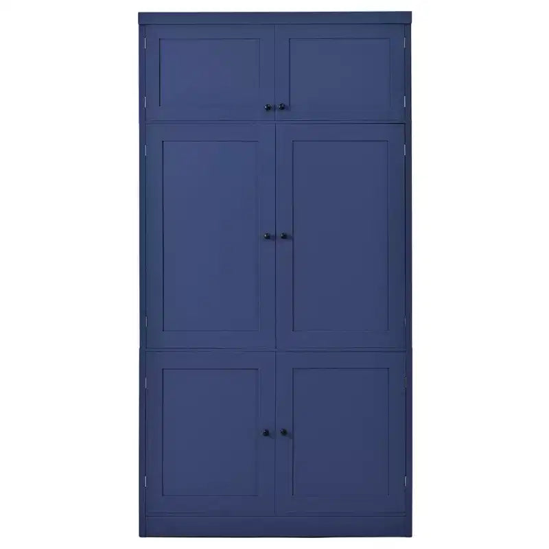 Hoher Küchenschrank mit Steckdosen, großer freistehender Schrank mit Mikrowellenständer, Schubladen, Regalen, Weinregalen und Türregal