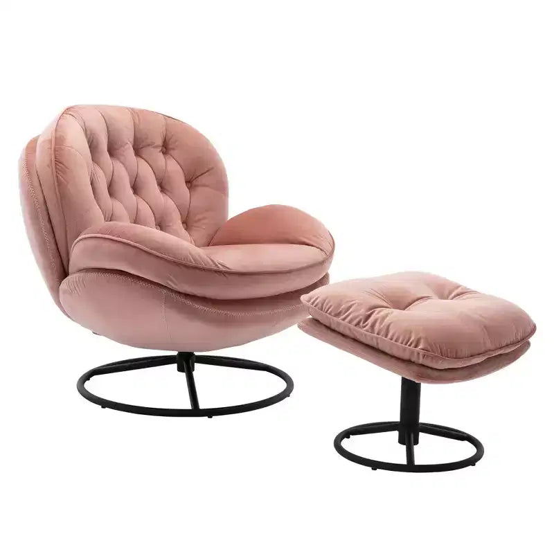 Okak Samt-Akzentsessel mit Ottoman, moderner Armloser Sessel im Mid-Century Stil für das Wohnzimmer, weicher bequemer Sessel zum Fernsehen, Gaming