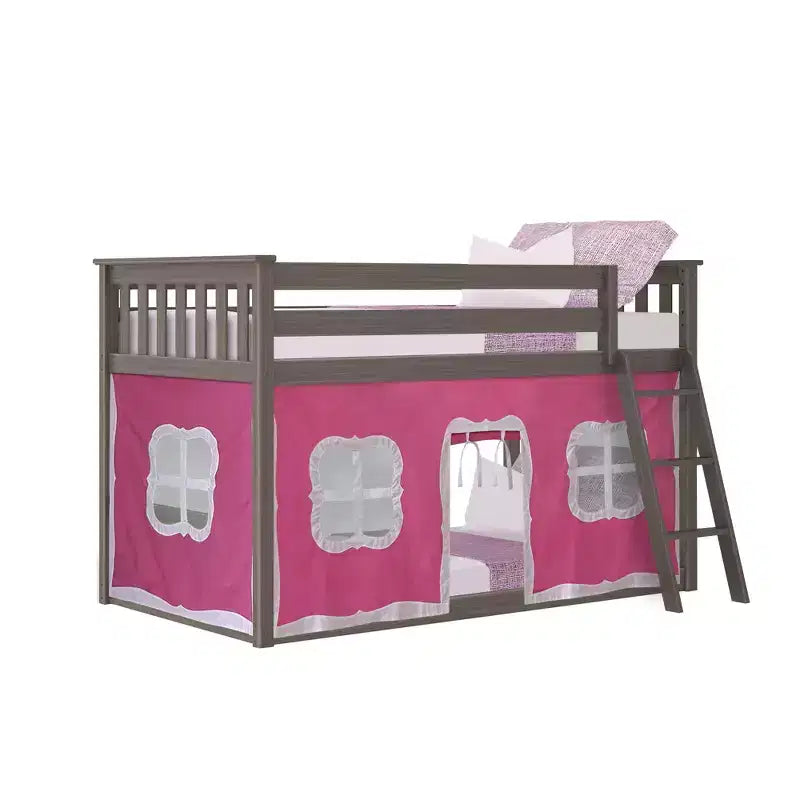 Max & Lily Twin-über-Twin Niedriges Etagenbett mit Vorhängen