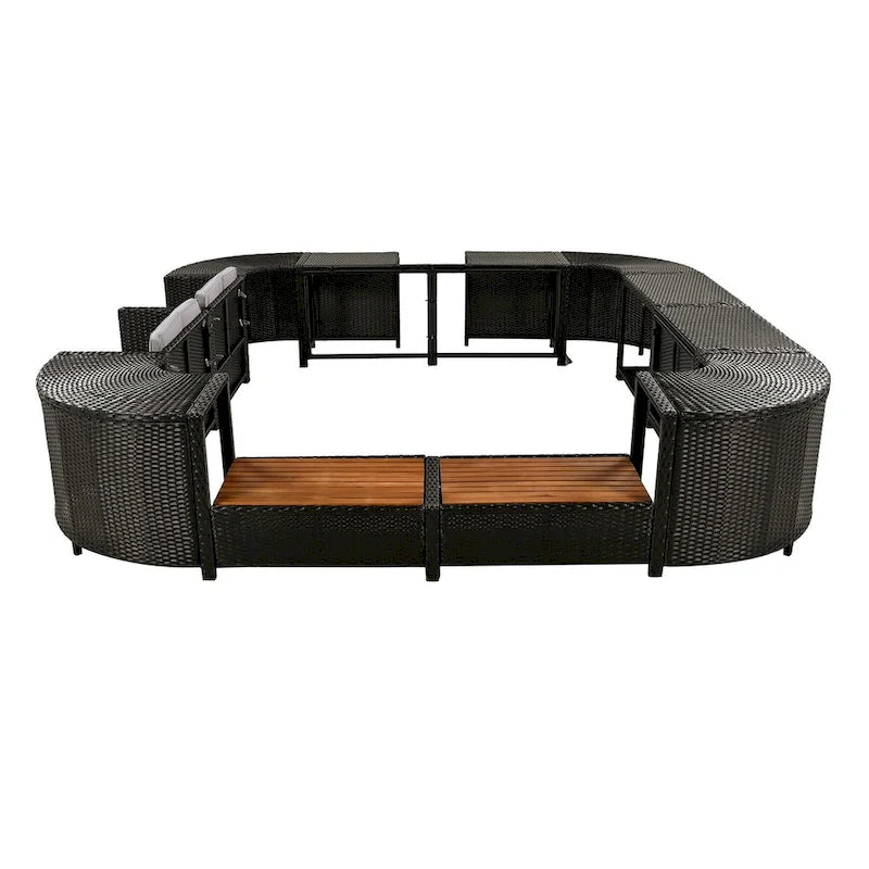Spa-Umrandung Spa-Rahmen Quadratisches Outdoor-Rattan-Sofa-Set