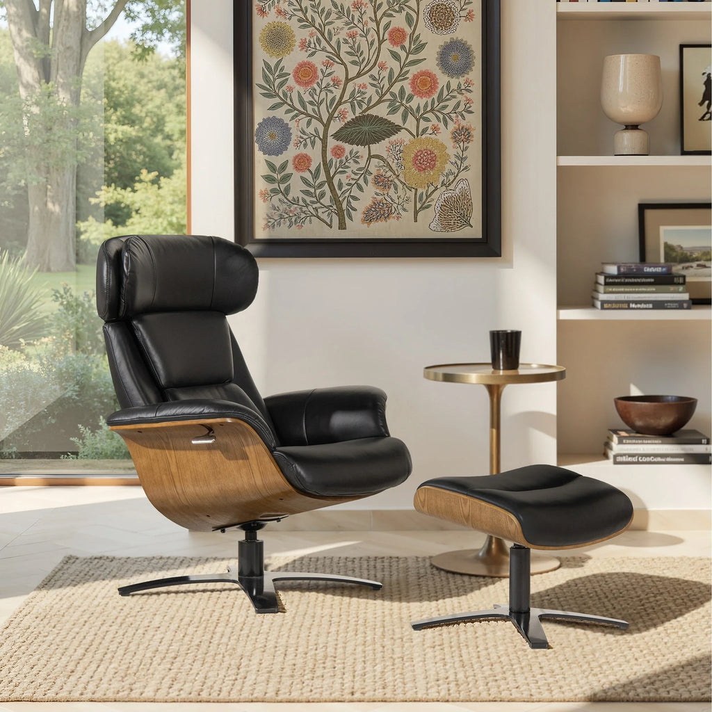 Jovan 31.5 Echtleder Relaxsessel mit Ottoman
