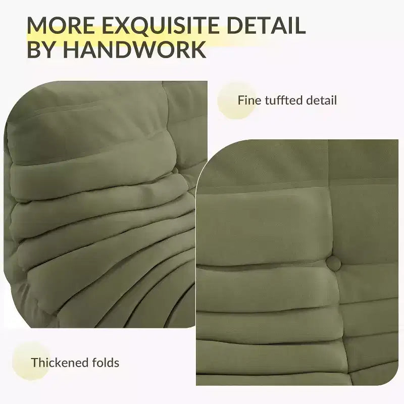 Übergroßes Fireside Sitzsack-Sofa & Ottoman, Tierfreundliches Kunstleder-Loveseat für Wohnzimmer, Büro, keine Montage