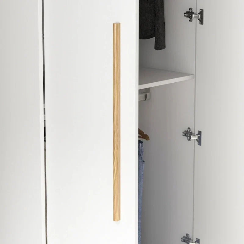 Moderner freistehender Kleiderschrank aus Massivholz mit Ablagefächern