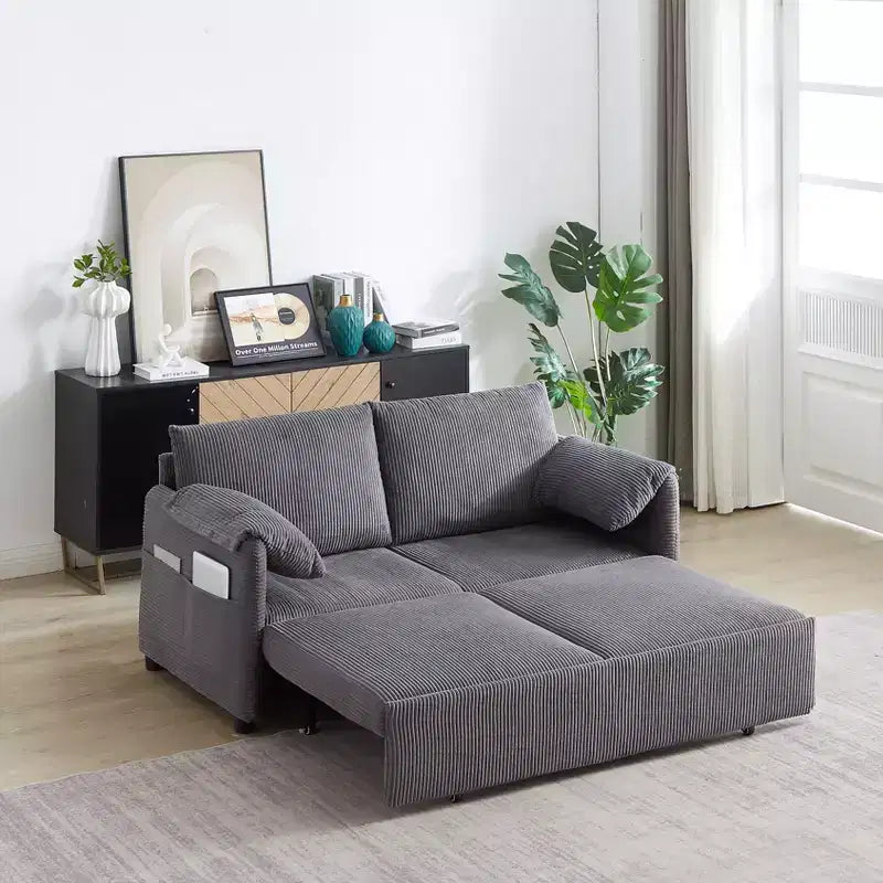 64.5 3-in-1 Schlafsofa aus Kord mit Ausziehbett