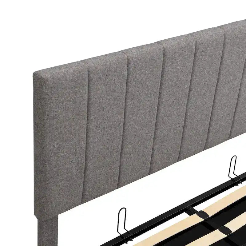 Queen-Size-Polster-Plattformbett mit hydraulischem Aufbewahrungssystem – Beige