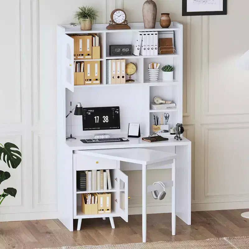 Okak Moderner Home-Office-Computertisch aus Holz mit Desktop/Stuhl & Regal, Jugend-Schüler-Schreibtisch mit Stauraum zum Lernen, Büro