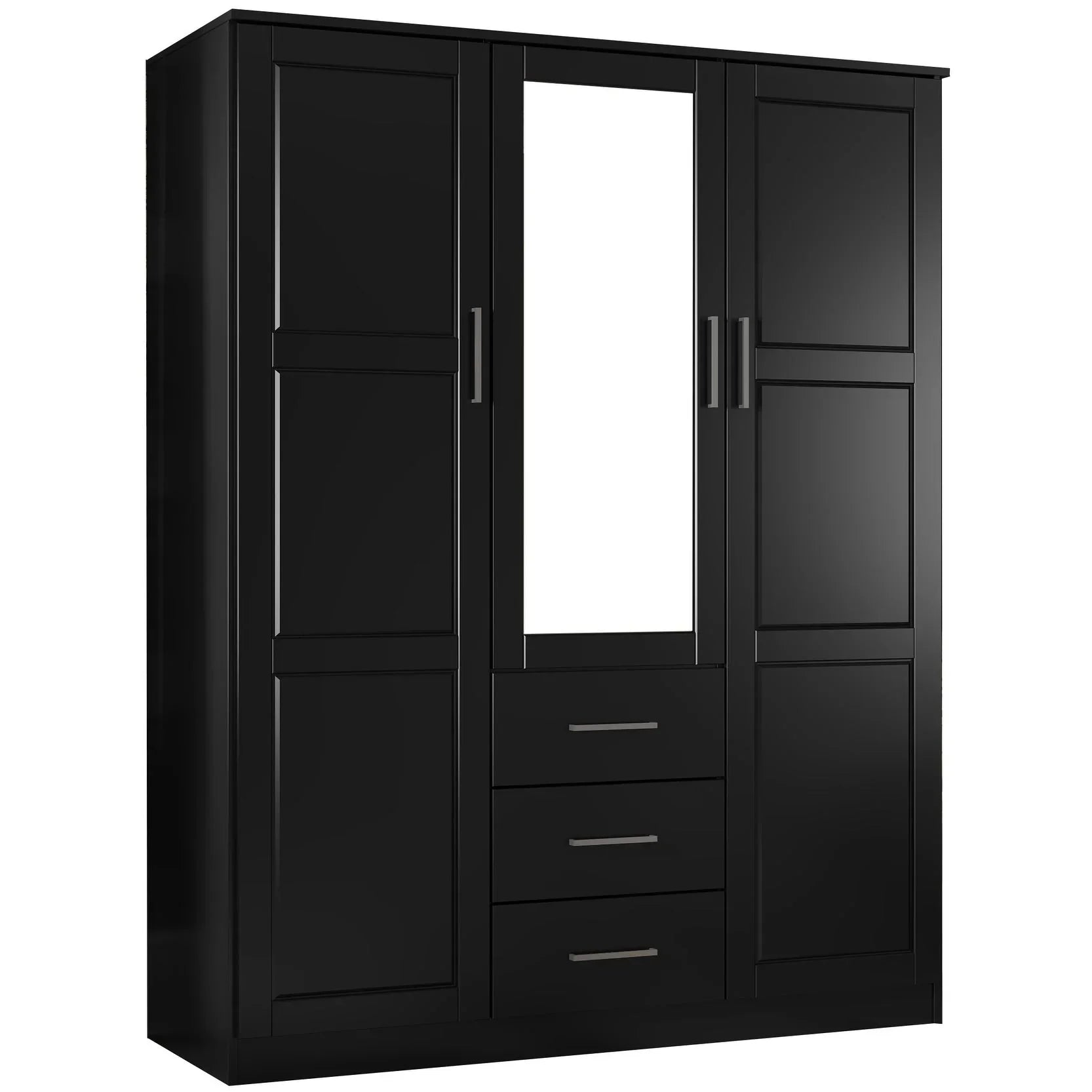 Palace Imports 100% Massivholz Cosmo Kleiderschrank mit 3 Türen mit Massivholz- oder Spiegeltüren
