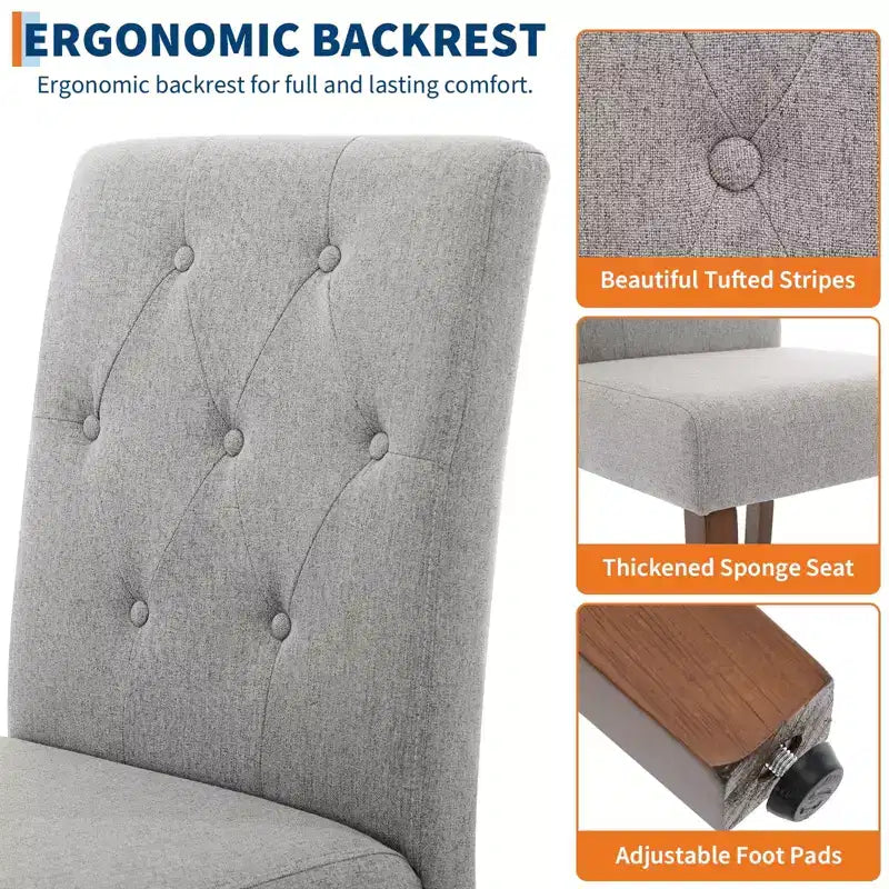 Parsons Esszimmerstühle mit Knopfheftung, 6er/4er-Set – Polsterstühle aus Stoff mit Holzbeinen & gepolsterten Sitzen – Wohnzimmer- und Küchenmöbel