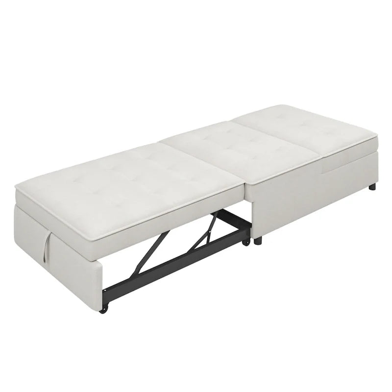 72.5 Leinen 4-in-1 3-Sitzer Schlafsofa mit 5-fach verstellbarer Rückenlehne und Aufbewahrungstasche