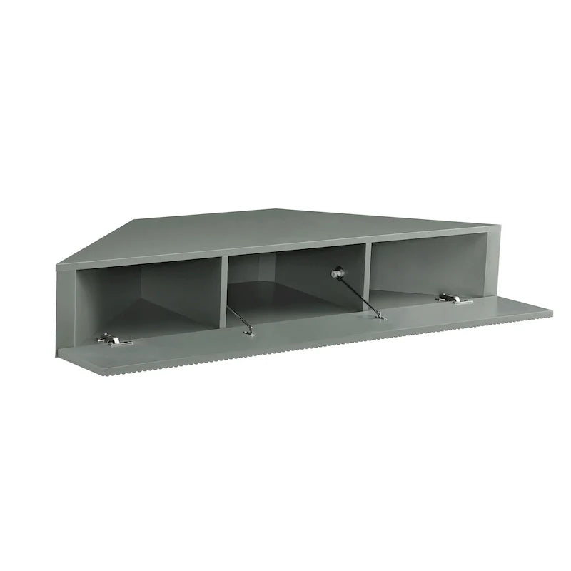 47 Eck-TV-Schrank, schwebend, 3 Ablagen, Transitional Style, platzsparende Wandmontage