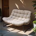 Doppelsessel Papasan mit Kissen, wetterfestes PE-Rattan und Metallrahmen für Innen- und Außenbereich