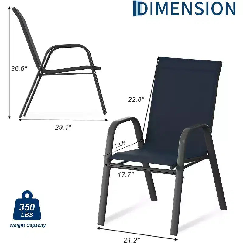 Terrassenstühle, stapelbare Outdoor-Esszimmerstühle, 4er-/6er-Set, wetterfeste, leichte Textilene-Outdoor-Stühle mit Armlehnen für Garten und Pool