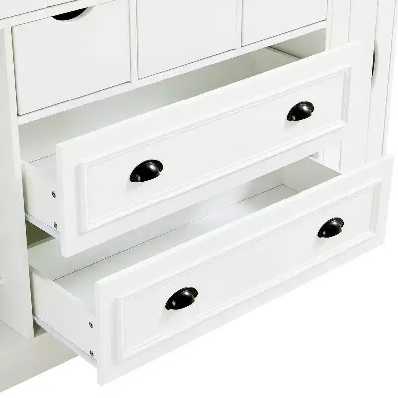 Whisen 180 cm hohe freistehende Küchenpantry, großer Esszimmer-Vorrratsschrank, Anrichte mit 4 faltbaren Türen, Einlegeböden, Weinregalen