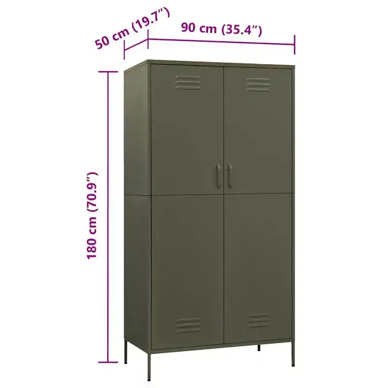 vidaXL Kleiderschrank Olivgrün 90x50x180 cm Stahl
