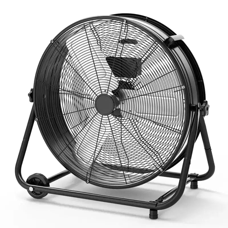 Bodenventilator, Industrieventilator – 24 Zoll Schwerlast Trommelventilator mit 4 Geschwindigkeiten, Luftzirkulator aus Metall für Lagerhalle, Werkstatt, Garage, Fabrik, Keller