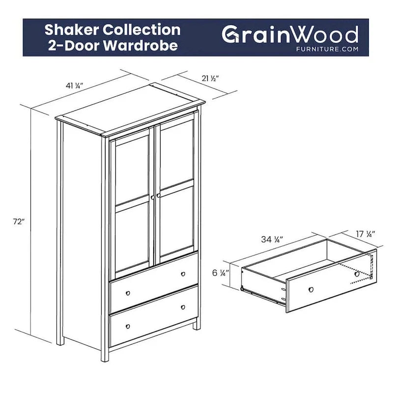 2-türiger Massivholzschrank - 41x72x22