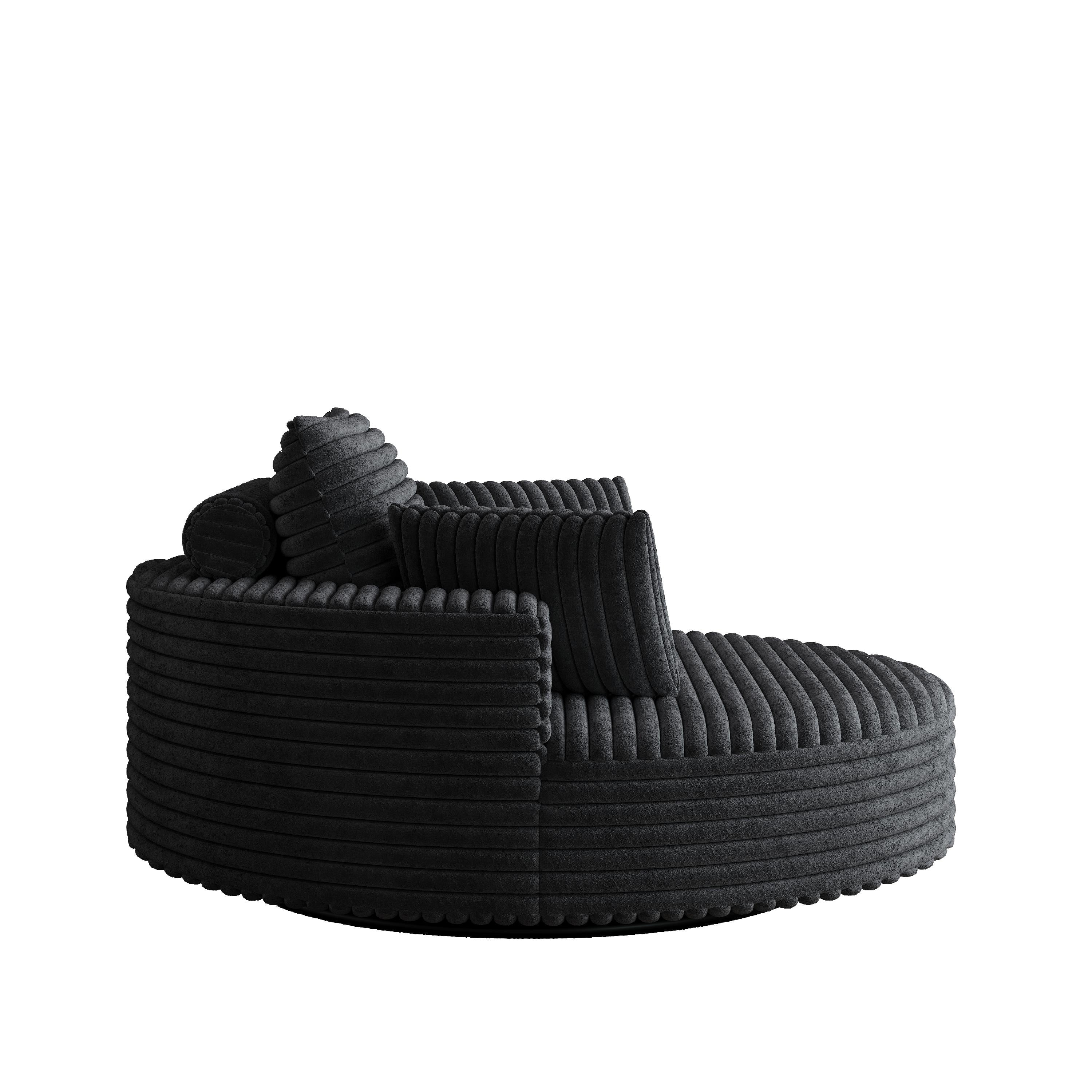 Einzelsessel aus Kord-Chenille-Schaumstoff, drehbar