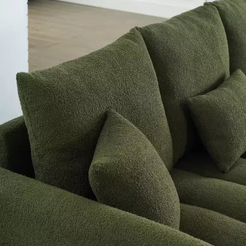 GDFStudio Alanna 79,5 Modernes 3-Sitzer-Sofa mit Teddyfell-Bezug und Kissen