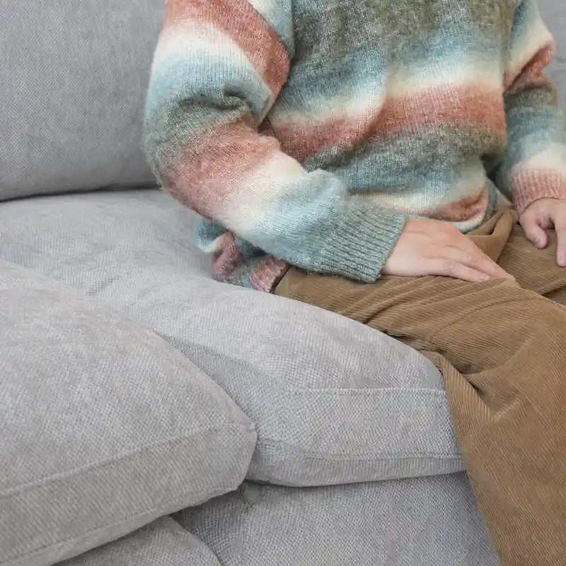 Großes Ecksofa aus Leinen für das Wohnzimmer-Set