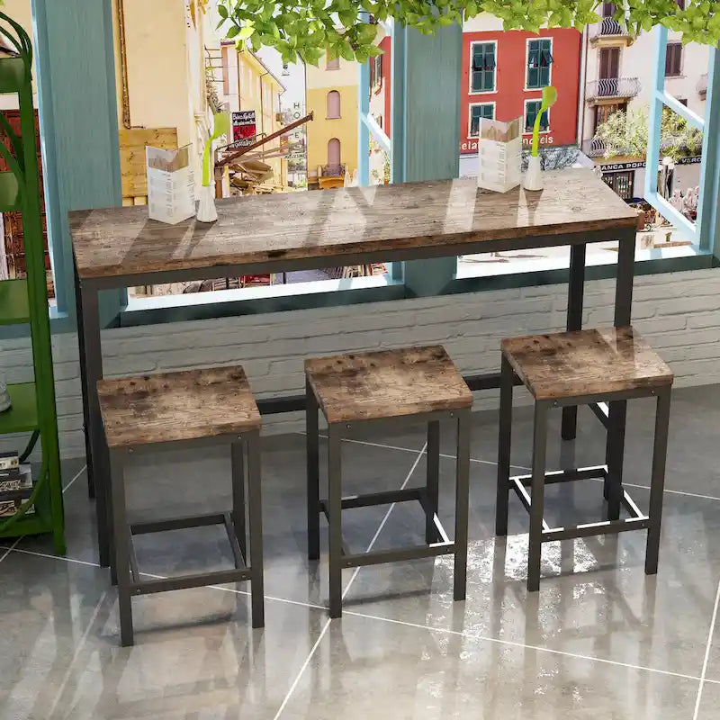 Stehtisch-Set mit 3 Hockern