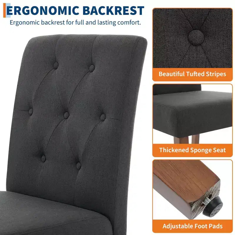 Parsons Esszimmerstühle mit Knopfheftung, 6er/4er-Set – Polsterstühle aus Stoff mit Holzbeinen & gepolsterten Sitzen – Wohnzimmer- und Küchenmöbel