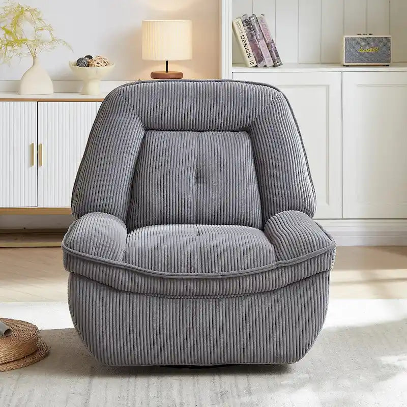Drehbarer Relaxsessel aus Cord mit Gleitfunktion und Fußstütze für das Wohnzimmer