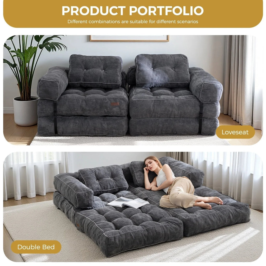 Klappbares Schlafsofa, L-förmiges Bodensofa