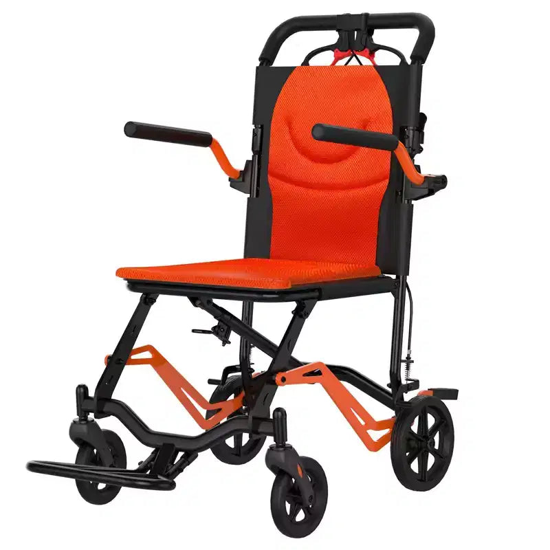Ultraleichter faltbarer Transportrollstuhl, trägt 100 kg, 8,2 kg Aluminiumrahmen, 41,2 cm Sitz, abnehmbare Arm- und Fußstützen, Feststellbremse