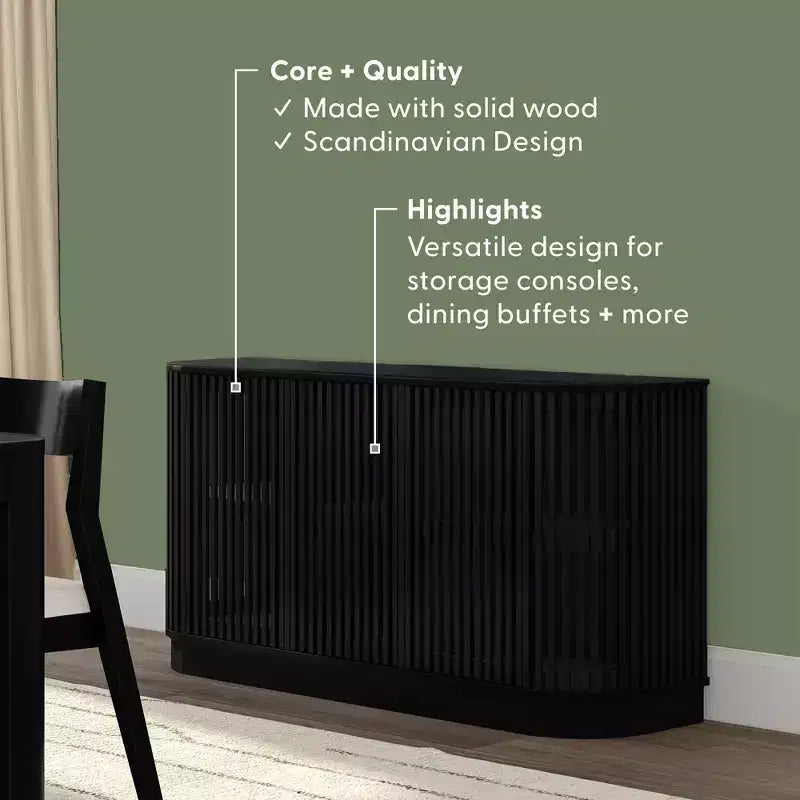 Plank+Beam Contour Massivholz-Sideboard mit 3 Türen, 150 cm TV-Lowboard für Wohnzimmer