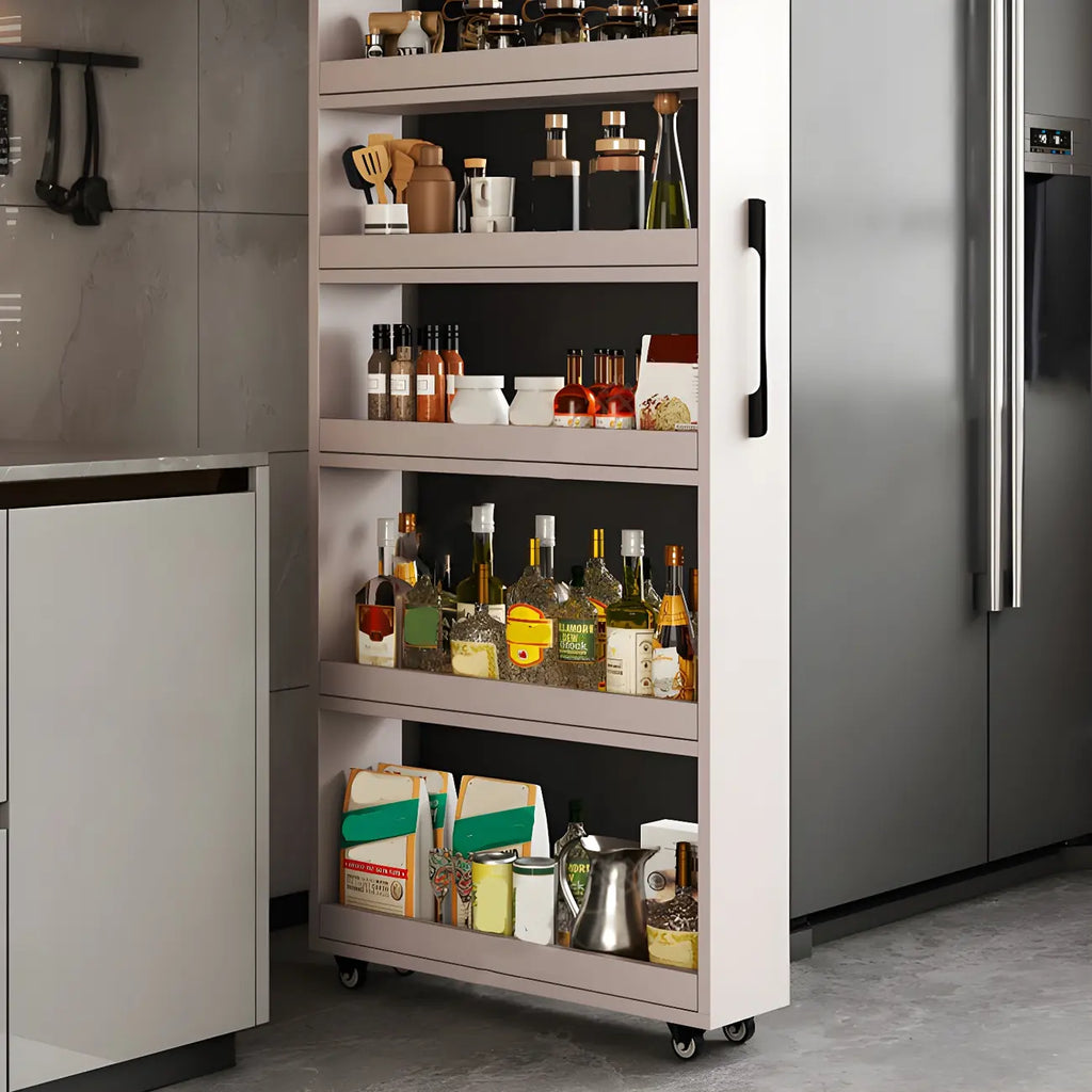 Modernes Holz-Buffet mit offenen Regalen und Rollen