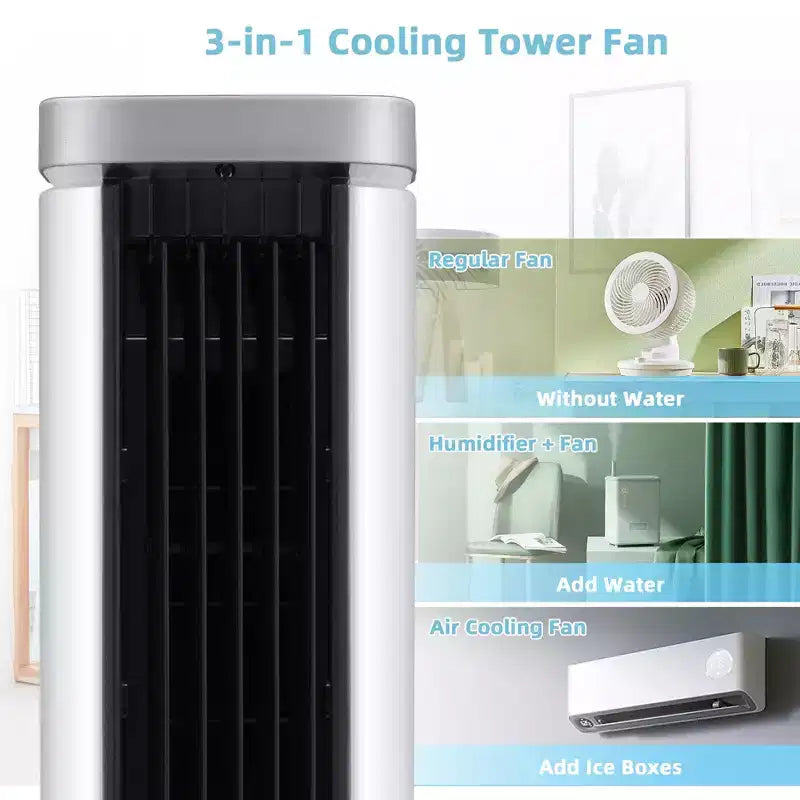 Costway 3-in-1 Tragbarer Verdunstungs-Luftkühler 40'' Turmventilator ohne Rotorblätter mit Zeitschaltuhr