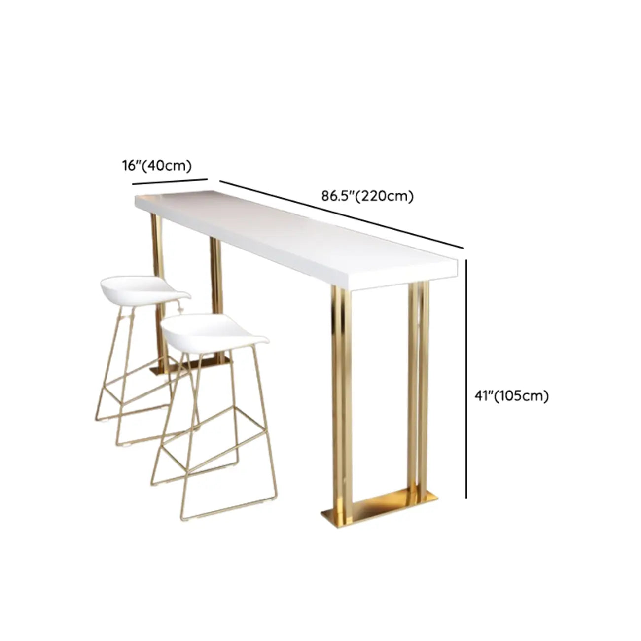 Rechteckiger Bartisch aus Luxusholz mit goldenem Kufengestell für Esszimmer