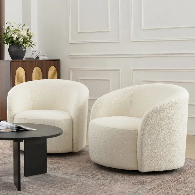 KINWELL 34 Breiter gepolsterter drehbarer Akzentsessel (2er-Set)