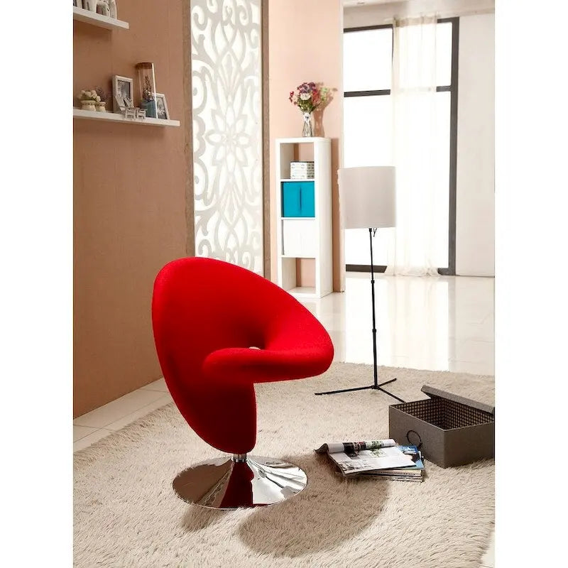 Manhattan Comfort Curl Akzentsessel mit Drehfunktion, Wollmischung und Chrom (2er-Set)