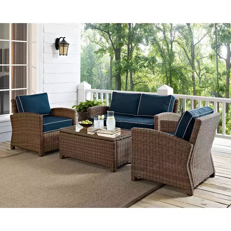 Bradenton 4-teiliges Outdoor Lounge-Set aus Korbgeflecht – Crosley
