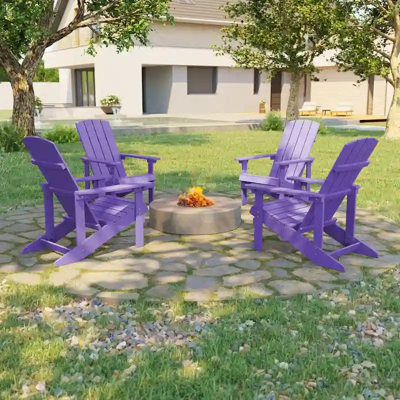 Bonosuki Wetterfeste Outdoor-Adirondack-Stühle aus Holz – 4er-Set