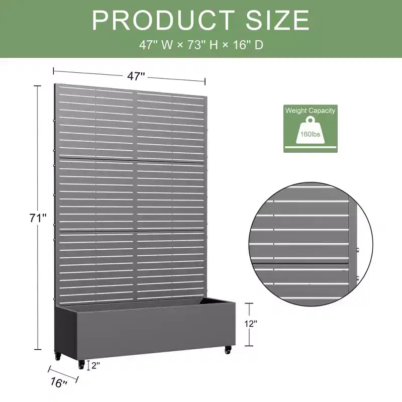 MAYEERTY Pflanzkasten mit Spalier Eisengrau Lamellen Klassischer Stil 183x89x41cm 3er-Set
