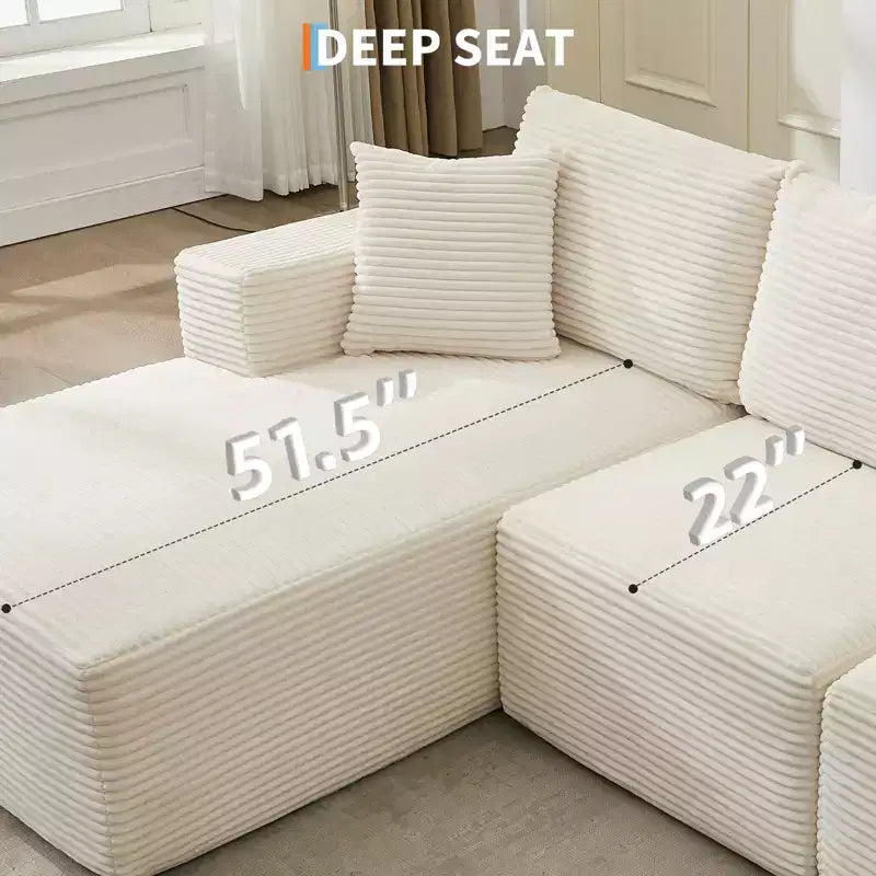 108 Modernes Sofa, 3-Sitzer Polster Ecksofa mit Kissen, Tiefes Sofa, Keine Montage Erforderlich