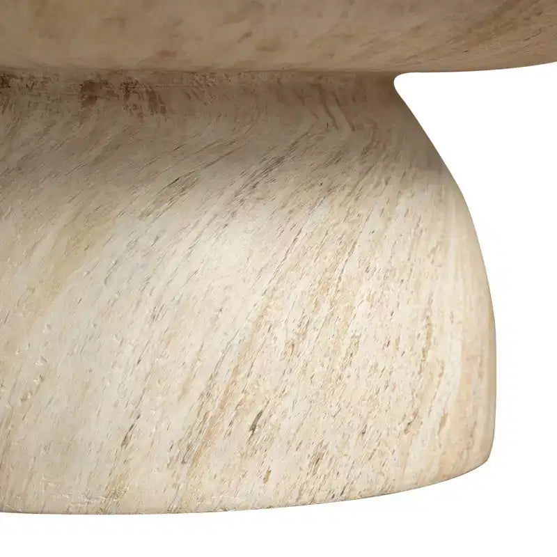LeisureMod Lunexa Runder Couchtisch Fiberstone-Sockel Beistelltisch für den Innen- oder Außenbereich, geformtes Design mit rutschfesten Fußpolstern