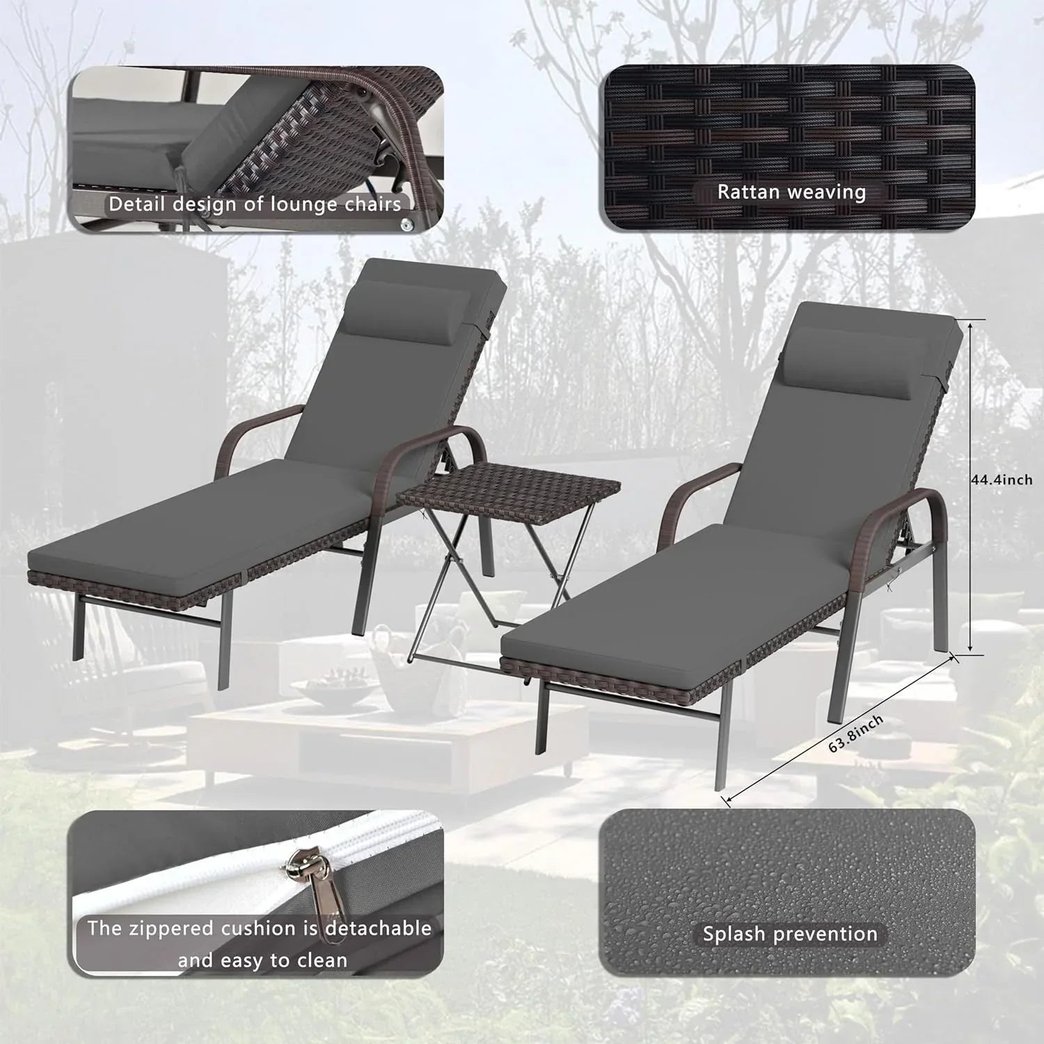Kullavik 3-teiliges Outdoor-Loungemöbel-Set