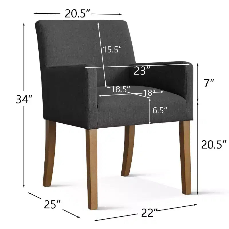 Set aus 6 gepolsterten Esszimmerstühlen mit Armlehnen, moderne Leinen-Sessel mit Holzbeinen, Akzentstühle für Esszimmer, Wohnzimmer - Panipeachy
