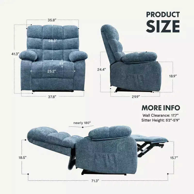 XL6-Cloud Power-Lift-Sessel mit Massagefunktion