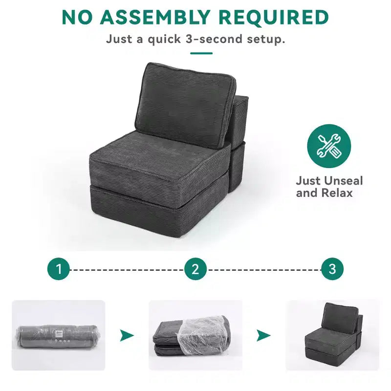 Verwandelbare Cloud-Sektionalcouch Bequemes Kord-Sektionalsofa Bequeme Couch mit tiefem Sitz & hohen Kissen Einfache Montage