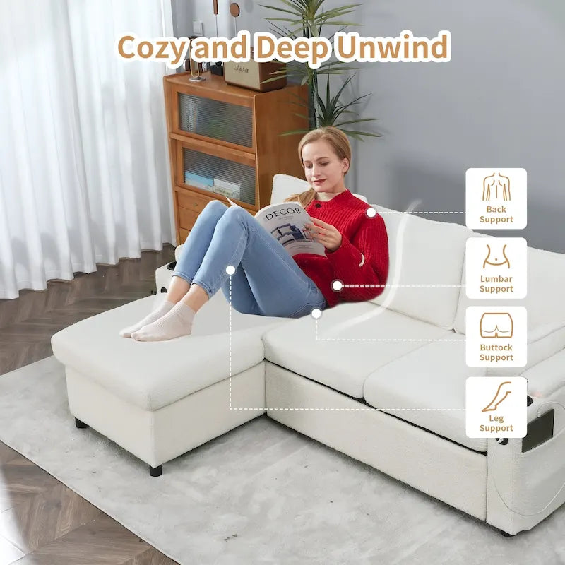 80 L-förmiges Schlafsofa, Sofabett mit Ausziehbett, umwandelbares Schlafsofa