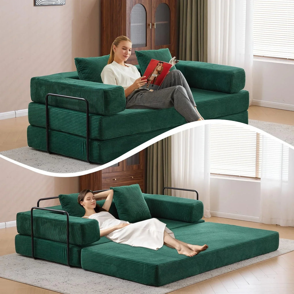 Umwandelbares Bodenschlafsofa mit Rückenkissen, Chenille-Gewebe für Wohnzimmer Schlafzimmer