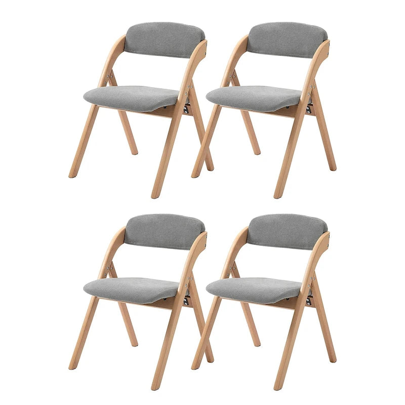 Stapelbare Esszimmer-Klappstühle aus Holz mit gepolsterten Sitzen (4er-Set)