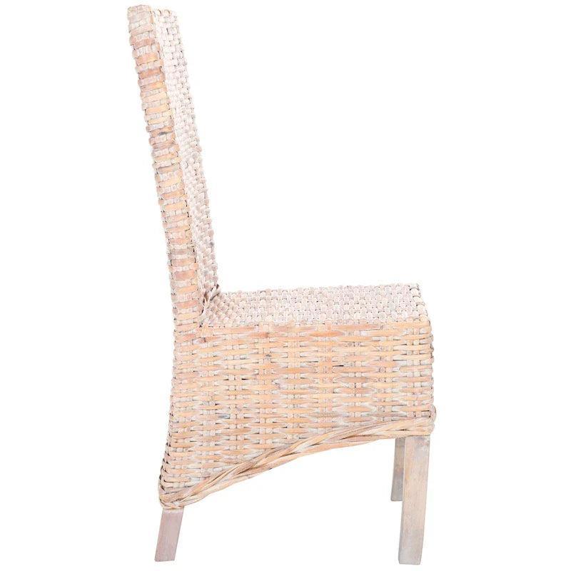 2er-Set Esszimmerstühle aus natürlichem Korbgeflecht 48B x 56T x 104H cm, Boho Coastal Stil